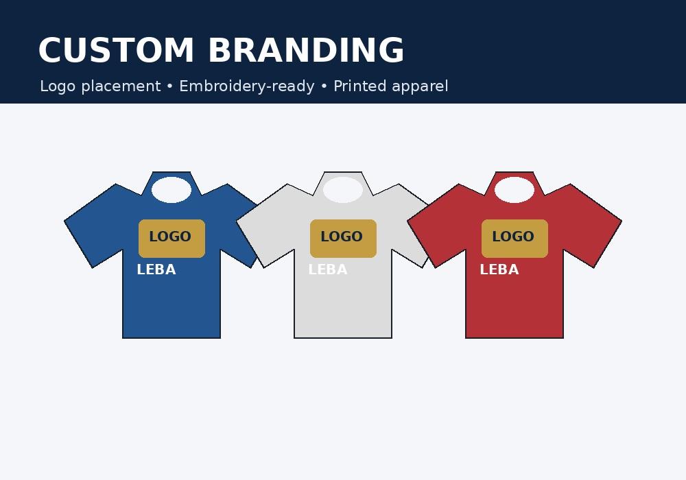 Custom branding — logo placement on branded apparel